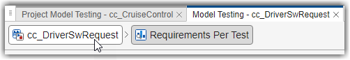 Breadcrumb trail buttons at the top of the dashboard tab