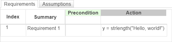 This image shows a requirement that outputs the number of characters in the string "Hello, world".