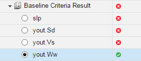 Baseline criteria result signals