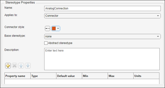 Selecting connector colors in the stereotype properties dialog.