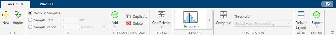 View of toolstrip in Analyzer tab.