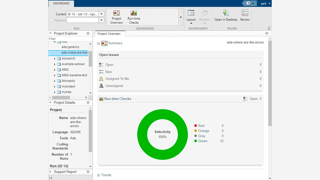 Manage and monitor Polyspace Server for Ada projects within Polyspace Access web dashboard.