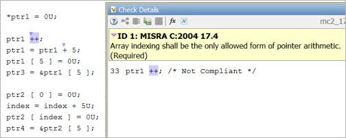 MISRA C:2004 Rule 17.4 restricts pointer arithmetic to array indexing.