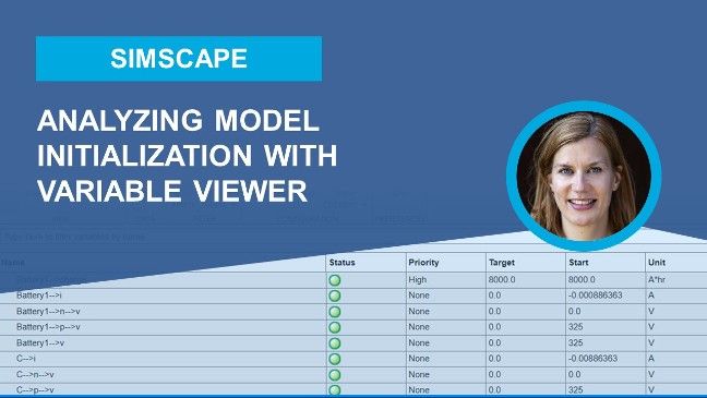 See how the Variable Viewer can be used to check the results of the initialization for the model that uses Simscape.