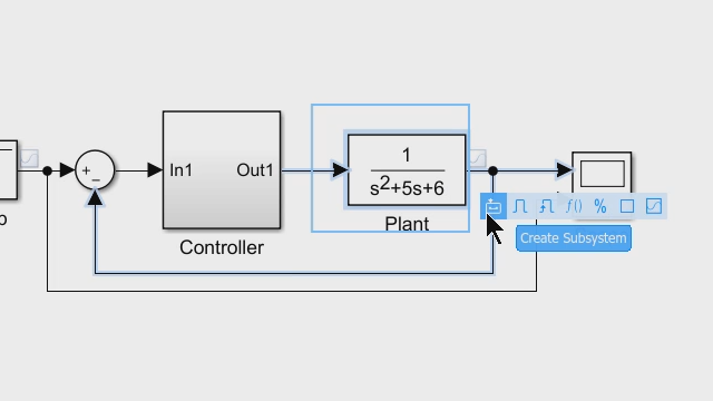 Create subsystems and components in your Simulink model. Create model references so you or your team can work on components independently from the top-level model.